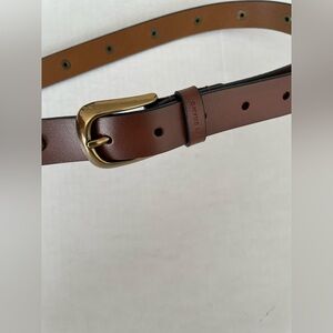 Lucky Brand Brown Leather Belt with Gold Tone Buckle